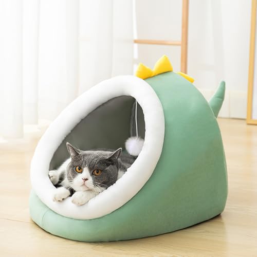 Patas Lague Katzenbett für Indoor-Katzen und kleine Hunde, niedliche Katzenhöhle mit abnehmbarem Kissen, warmes Versteck, weich, bequem, gemütliches Haustierzelt für Kätzchen und Welpen, 42 x 41 x 34 von Patas Lague