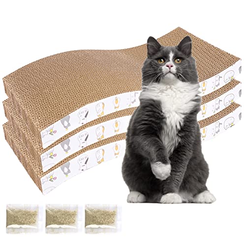 PatiencET 3 Pack Cat Scratcher Pad Recycle Corrugated Cat Scratching Pad Type S Cat Scratch Pad Lounger Sofa for Furniture Protector von PatiencET