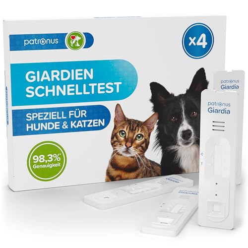 Giardien Schnelltest Hund & Katze - 4X Stück - Giardien Test mit über 98% Zuverlässigkeit - Speziell für Hunde & Katzen bei Durchfall zum einfachen Nachweis von Giardia-Antigenen von Patronus