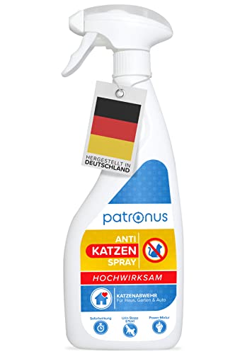 Katzen-Abwehrspray gegen Urinieren & Kratzen 500ml - Fernhalte-Spray gegen Katzen mit Sofortwirkung - inkl. Knabberschutz - hochwirksam - Katzen Spray gegen Markieren von Patronus