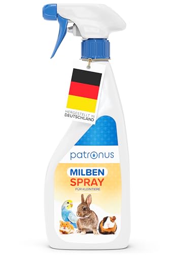 Milbenspray Meerschweinchen, Kaninchen & Kleintiere wie Hamster oder Wellensittich 500ml - Effektiver Schutz vor Milben und Parasiten, Anti Milben-Spray speziell für Kleintiere & Vögel von Patronus