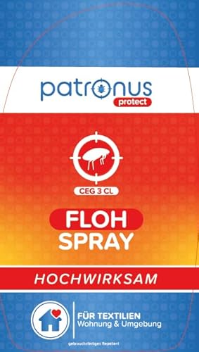 Patronus Floh-Spray für Wohnung & Umgebung 1000ml - TESTSIEGER - Abwehr-Mittel gegen Flöhe mit Sofortschutz - mit dezentem Eukalyptus/-Zitrusduft - hochwirksam & laborgeprüft von Patronus