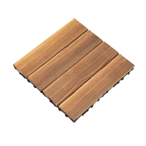 36 Pack Holzfliesen Terrassenfliesen Holzfußboden Fliesen 30 * 30 * 2cm Holzfliesen wetterfest Balkonfliesen Terrassenfliesen Terrasse Balkon Garten Holz Fliesen von PattenlLevi