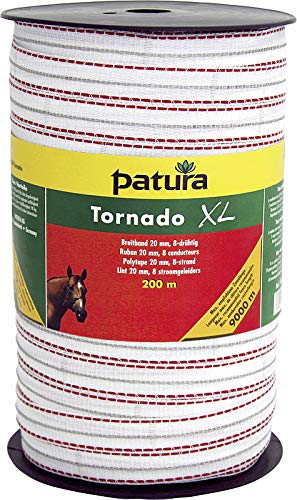 Patura Tornado XL Breitband 20 mm, 400 m Rolle 6 Niro 0,20 mm, 2 Cu 0,30 mm, weiss-rot von Patura