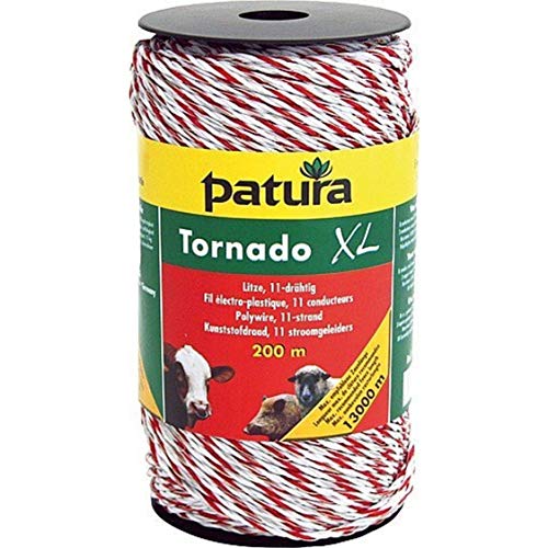 Patura Tornado XL Litze, 200 m Rolle 8 Niro 0,20 mm, 3 Cu 0,30 mm, weiss-rot von Patura