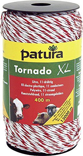 Patura Tornado XL Litze, 400 m Rolle 8 Niro 0,20 mm, 3 Cu 0,30 mm, weiss-rot von Patura