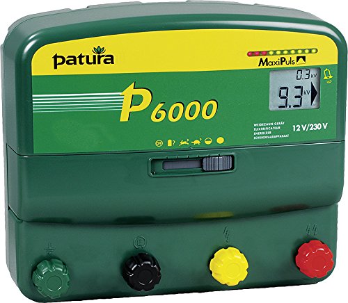 Patura Weidezaungerät P 6000 MaxiPuls - 12 Volt/230 Volt - Herdenschutz, Lange Zäune, Bewuchs, schwer zu hütende Tiere - 10-stufige Zaun- und Batteriekontrolle von Patura