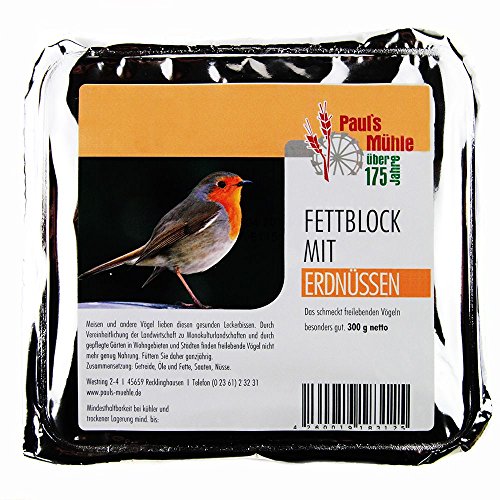 Paul's Mühle Fettblock mit Erdnüssen (Vogelbuffet) 12 x 300 g von Paul´s Mühle