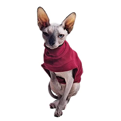 Sphynx Haarlose Katzen-Kleidung, T-Shirt, Katzen und kleine Hunde, weiche, atmungsaktive Baumwolle, Weste für Cornish Rex, Devon Rex, Peterbald (Rot L) von Pavel Korchagin