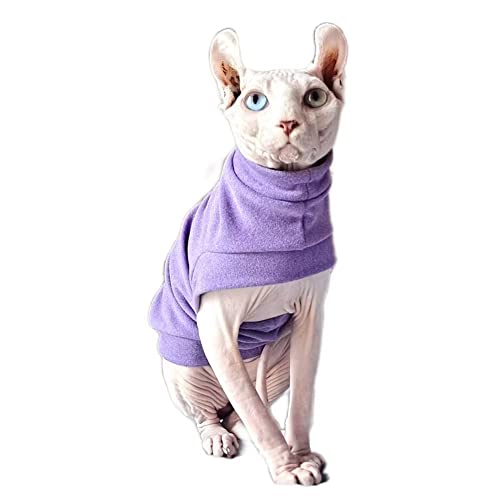 Sphynx Haarlose Katzen-Winterkleidung, weiches elastisches Dralon-Sweatshirt, Katzenkleidung, Pullover, Welpenpullover für Devon, Elf, Cornish, Peterbald, kleine Hunde, Chihuahua, Yorki, Lila, Größe L von Pavel Korchagin