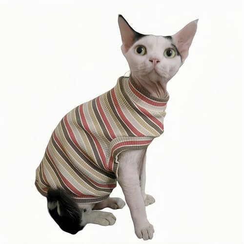 Sphynx Katzen-Sweatshirt für haarlose Katzen, weiche Baumwolle, für kaltes Wetter, warme Weste, dehnbar, leicht anzuziehen, Welpenbekleidung (Mehrfarbig, XL) von Pavel Korchagin