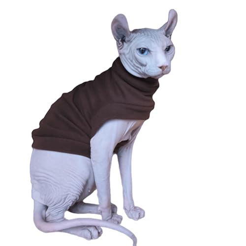 Sphynx Winterkleidung für haarlose Katzen, selbstheizender Pullover für kaltes Wetter, warme Weste (Braun, XXL) von Pavel Korchagin