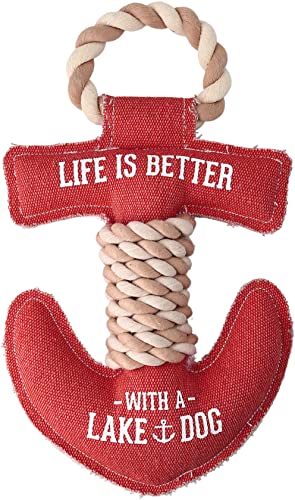 30,5 x 17,8 x 5,1 cm, rote Anker-Form, Life is Better with A Lake Dog Tug of War Seilgriff, stabiles Hundespielzeug, Hunde für mittelgroße und große Rassen von Pavilion Gift Company