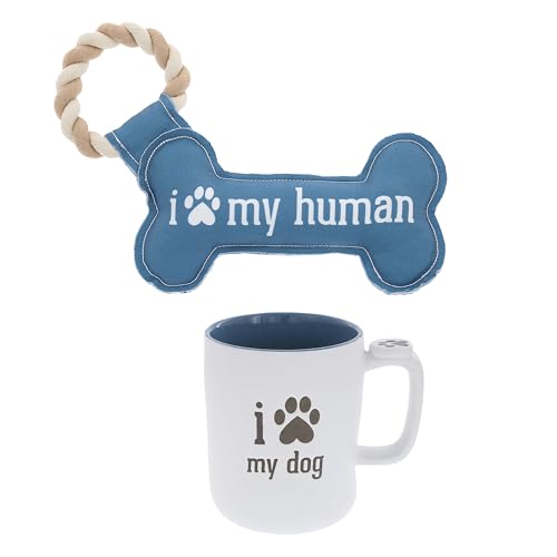 Pavilion Hundeknochenspielzeug mit 530 ml Kaffeetasse, Teetasse, Hund, Mutter, Hund, Vater, K9, Welpe, Hundeliebhaber, Geschenk-Set von Pavilion Gift Company