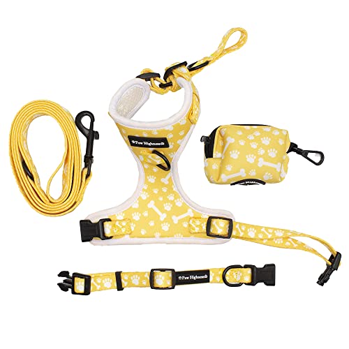 Paw Highness Hundegeschirr, Halsband, Leine und Kotbeutelhalter, Set in Pfote und Knochen, Größe M von Paw Highness