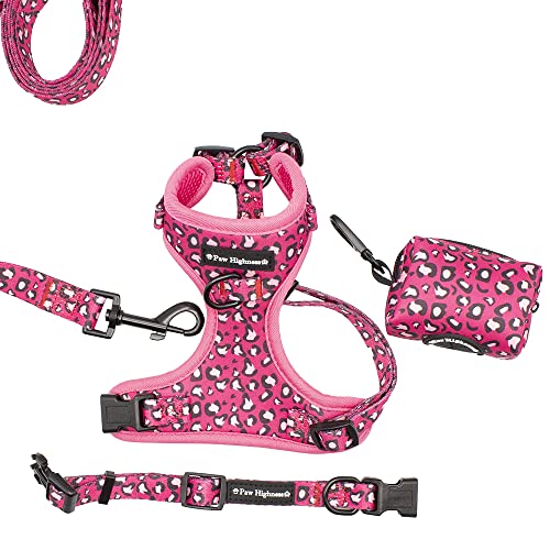 Paw Highness Hundegeschirr-Set, Halsband, Leine und Kotbeutelhalter, hübsch, Rosa, Größe XS von Paw Highness