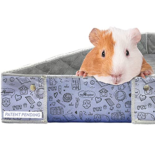 Paw Inspired Critter Box Waschbare Käfigeinlage mit erhöhten Seiten, Fleece-Bettwäsche mit wasserdichter Unterseite, Kantengeschützte Urinierpads für Meerschweinchen, Kaninchen, Hamster, Kleintiere von Paw Inspired