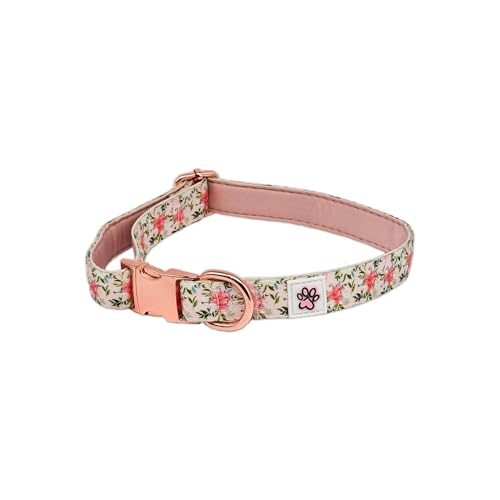 Halsband Für Hunde - Weiches Hundehalsband - Rosa - Blumen - Rosen - You Are Llamazing - Paw My God! - Größe L von Paw My God!