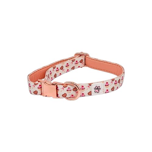 Halsband Für Hunde - Weiches Hundehalsband - Rosa - Törtchen - Kekse - Herzen - Classy in The City - Paw My God! - Größe M von Paw My God!