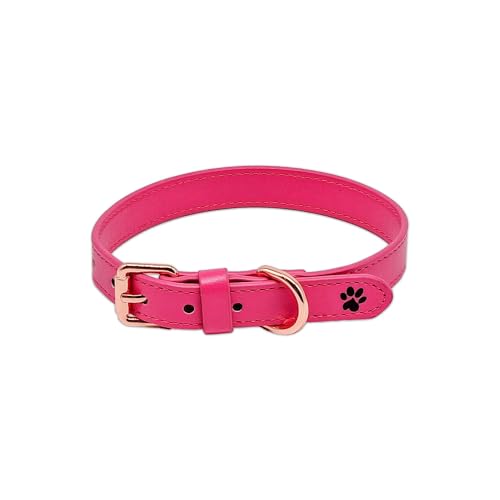 Rosa Leder Hundehalsband - Rosa Halsband Für Hunde Aus Leder - Rosa - Pretty Pink - Paw My God! - Größe L von Paw My God!