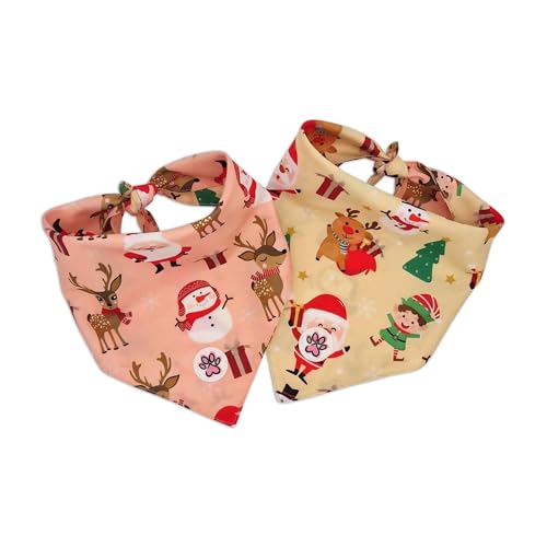 Weihnachten Hundebandana - Beidzeitiges Halstuch/Bandana Für Hunde - Rosa - Creme - Weihnachtsmann - Schneemann - Weihnachtsbaum - Elfen - Cuddly Christmas - Paw My God! - Größe L von Paw My God!