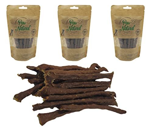 Paw Natural Hunde Leckerlis (3x150g) Strauß-Sticks | 100% Gluten- & getreidefrei | aus frischem Fleisch gesunder Tiere (450g) von Paw Natural