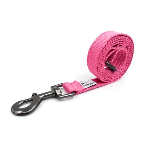 Hundeleine für große Hunde, 90 % Viskose aus Bambus und 10 % Polyester, robust, robust, weicher Griff mit O-Ring für Training oder Spazierengehen, Rosa von PawHuggies