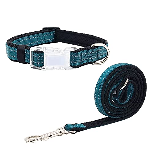 Pawhuggies Reflektierendes Hundehalsband und Leine, Set für große Hunde, 1,2 m lange Hundeleine, Griff mit O-Ring, verstellbares, gepolstertes Netzgewebe, großes Hundehalsband mit Pawhuggies Reflektierendes Hundehalsband und Leine, Set für große Hunde, 1,2 m lange Hundeleine, Griff mit O-Ring, verstellbares, gepolstertes Netzgewebe, großes Hundehalsband mit von PawHuggies