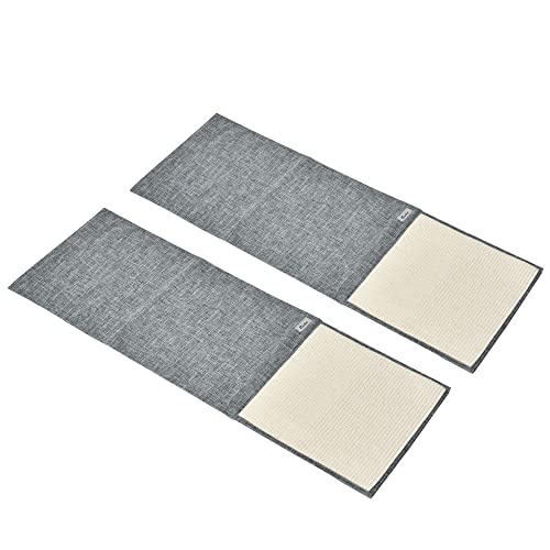 PawHut 2er Kratzmatte Kratzschutz Sofa Sisal Kratzteppich für Katze Sessel Couch Katzenkratzmatte Grau 130 x 45 x 0,3 cm von PawHut