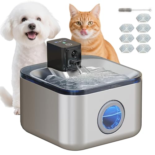 PawHut Automatischer, kabelloser Edelstahl-Katzenwasserspender 4,2L, mit LED-Anzeige, ultraleiser Pumpe, 4000 mAh Akku, Katzenwasserspender mit USB-Ladegerät, Silber PawHut Automatischer, kabelloser Edelstahl-Katzenwasserspender 4,2L, mit LED-Anzeige, ultraleiser Pumpe, 4000 mAh Akku, Katzenwasserspender mit USB-Ladegerät, Silber von PawHut