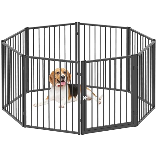 PawHut Dog Park Dog Fence 8 Panel Dog Fence 60x76 cm Small & Medium Dog Run Indoor & Outdoor Steel Fence Black von PawHut