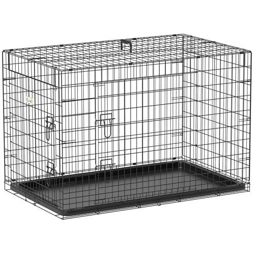 PawHut Hundekäfig Transportkäfig Drahtkäfig Hundebox Transportbox Reisebox mit 2 Türen Schwarz 91x61x67 cm PawHut Hundekäfig Transportkäfig Drahtkäfig Hundebox Transportbox Reisebox mit 2 Türen Schwarz 91x61x67 cm von PawHut
