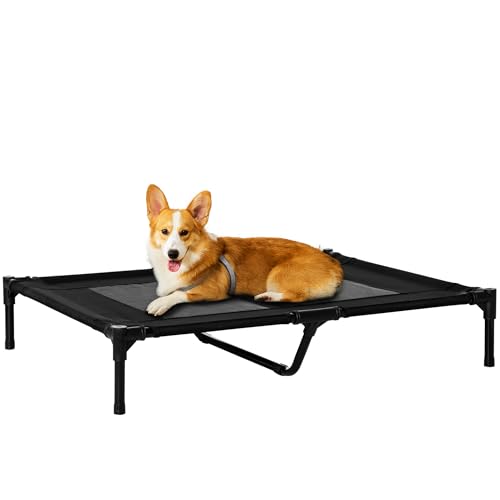 PawHut Hundeliege outdoor Schlafplatz Hundebett Hundesofa Haustierbett Katzenbett Schwarz 92 x 76 x 18 cm von PawHut