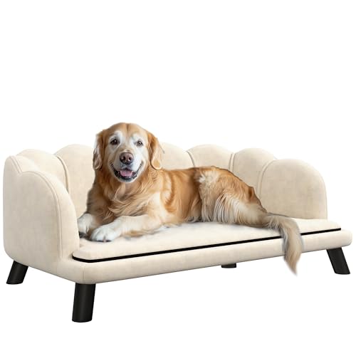 PawHut Hundesofa Bett für Hunde und Katzen, modernes Design, Muschel, Maße: 98 x 60 x 35 cm, weiches Kissen, Velours, Grün von PawHut