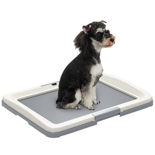 PawHut Hundetoilette Hundesandgrube mit Tablett für das Welpentraining drinnen und draußen 63x48,5x6 cm Grau von PawHut