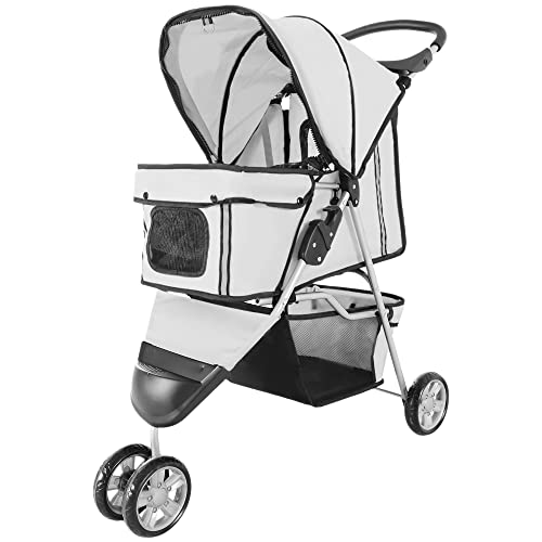 PawHut Hundewagen Hundebuggy Buggy Hunde Katzen Pet Stroller Hunde Buggy Grau von PawHut