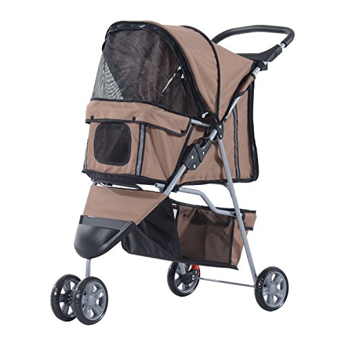 PawHut Hundewagen Hundebuggy Buggy Hunde Katzen Pet Stroller Hunde Buggy Kaffeebraun von PawHut