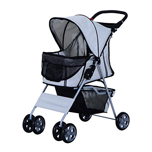 PawHut Hundewagen Hundebuggy Pet Hunde Buggy Stroller Jogger Anhänger Grau von PawHut