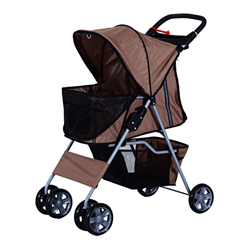 PawHut Hundewagen Hundebuggy Pet Hunde Buggy Stroller Jogger Anhänger Kaffeebraun von PawHut