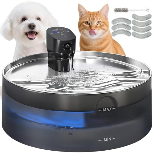 PawHut Katzenbrunnen 7L Trinkbrunnen für Katzen mit leiser Pumpe LED intelligenter Sensor Aktivkohlefilter Wasserstandsfenster Katzentrinkbrunnen Leicht zu Reinigen, Wasserbrunnen für Katzen Hunde PawHut Katzenbrunnen 7L Trinkbrunnen für Katzen mit leiser Pumpe LED intelligenter Sensor Aktivkohlefilter Wasserstandsfenster Katzentrinkbrunnen Leicht zu Reinigen, Wasserbrunnen für Katzen Hunde von PawHut
