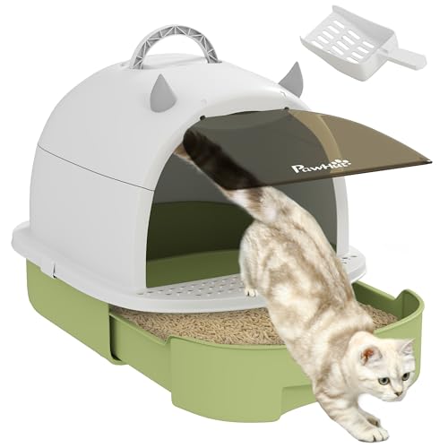 PawHut Katzenklo mit herausnehmbarem Tablett, geschlossene Katzentoilette mit Griff, Kehrblech und Aktivkohlefilter, grün-weiß und schwarz PawHut Katzenklo mit herausnehmbarem Tablett, geschlossene Katzentoilette mit Griff, Kehrblech und Aktivkohlefilter, grün-weiß und schwarz von PawHut