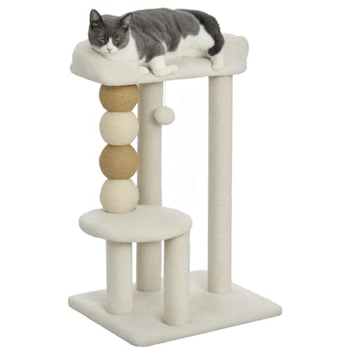 PawHut Katzenkratzbaum Höhe 76 cm Katzenkratzbaum Katzenturm mit Vliesauskleidung Plattformen Hängekugel und Jutepfosten Beige PawHut Katzenkratzbaum Höhe 76 cm Katzenkratzbaum Katzenturm mit Vliesauskleidung Plattformen Hängekugel und Jutepfosten Beige von PawHut