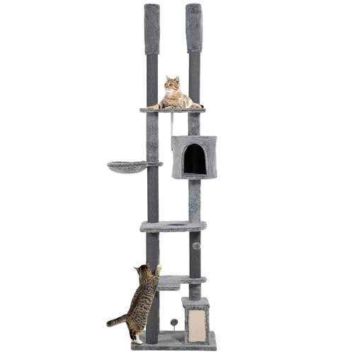 PawHut Kratzbaum Deckenhoch, Katzenbaum, 225-255 cm Katzenkratzbaum mit Katzenhöhle, Kratzstämmen, Korb, Spielball, Katzenmöbel mit Kippschutz, Grau PawHut Kratzbaum Deckenhoch, Katzenbaum, 225-255 cm Katzenkratzbaum mit Katzenhöhle, Kratzstämmen, Korb, Spielball, Katzenmöbel mit Kippschutz, Grau von PawHut