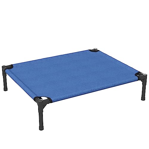 PawHut Mittelgroßer faltbarer Hundezwinger für drinnen und draußen, erhöhtes Hundebett, Hundezwinger aus Metall und Oxford-Gewebe, 76x61x18 cm, blau von PawHut