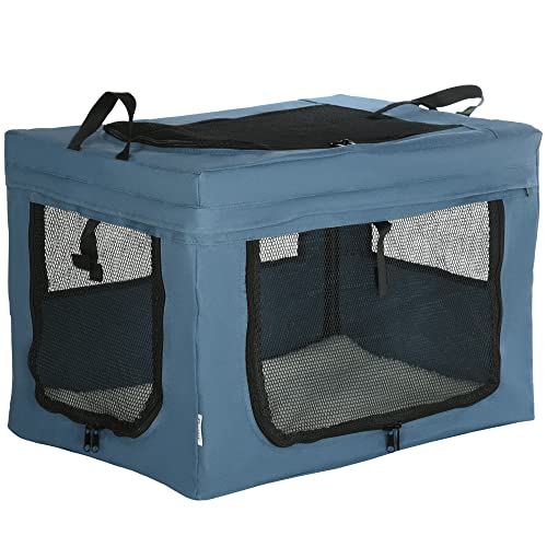 PawHut PawHut Hunde- und Katzenrucksack Hundetransporter mit 3 Türen und weichem Kissen 60x42x42 cm Blau von PawHut