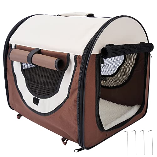 PawHut Transporttasche für Hund und Katze faltbare Tierbox geeignet für das Auto hoher atmungsaktiver Komfort mit herausnehmbarem Kissen 46 x 36 x 41 cm von PawHut