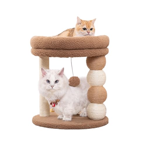 PawPalace Kleiner Kratzbaum für Indoor-Katzen mit großer, gemütlicher Sitzstange aus Plüsch, natürliche Sisal-Kratzbäume für Kätzchen und Katzen von PawPalace