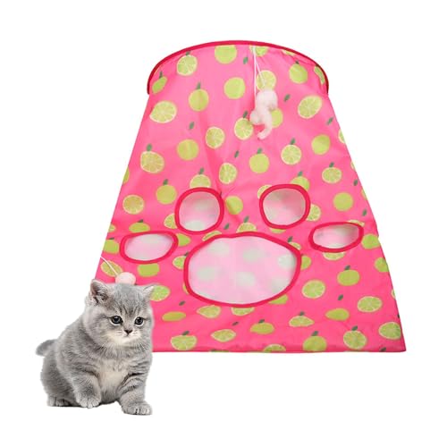 PawSailor Katzentunneltasche Kitty Faltbar Tunnel Spielzeug Knistersack Tasche Haustier Interaktives Katzenhöhle Spielzeug mit 1 Kleine Maus & 3 Spielzeugball Rose Pink S von PawSailor