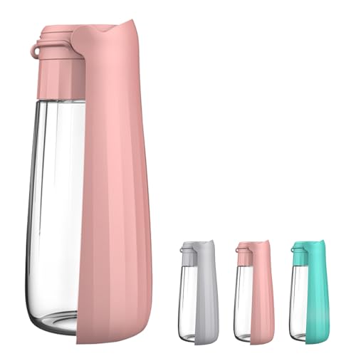 PawSailor Wasserflasche für Hunde, tragbar, für Spaziergänge, Haustier, Reisen, Wasserflasche, Schüssel, Katze, Welpen, Wasserspender für Wandern, Camping, Rosa von PawSailor