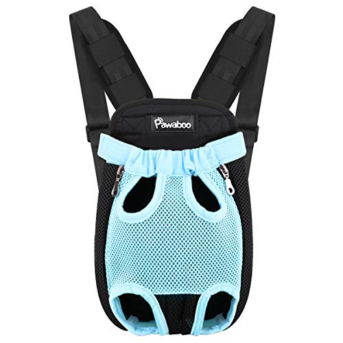 Pawaboo Haustier Rucksack Hund Tragetasche, Verstellbar Beinen Heraus Rucksäcke Haustier Tragbar Reisetasche, Atmungsaktiv und Bequem Speziell für Klein Mittler Hunde Katzen Welpen - XL Blau von Pawaboo